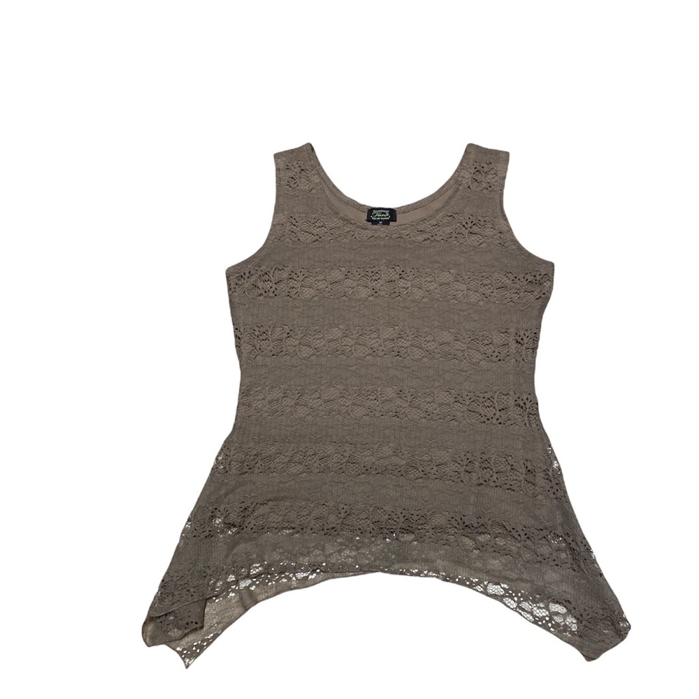 Shannon Ford Sleeveless Blouse Women’s M Brown Floral Lace Shirt Casual Tank Top